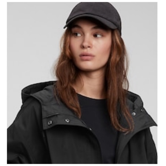 GAP Trench Coat M Oversized (Anorak Parka) Jacket Hood Black Medium NWT’S-$140 - Picture 4 of 8